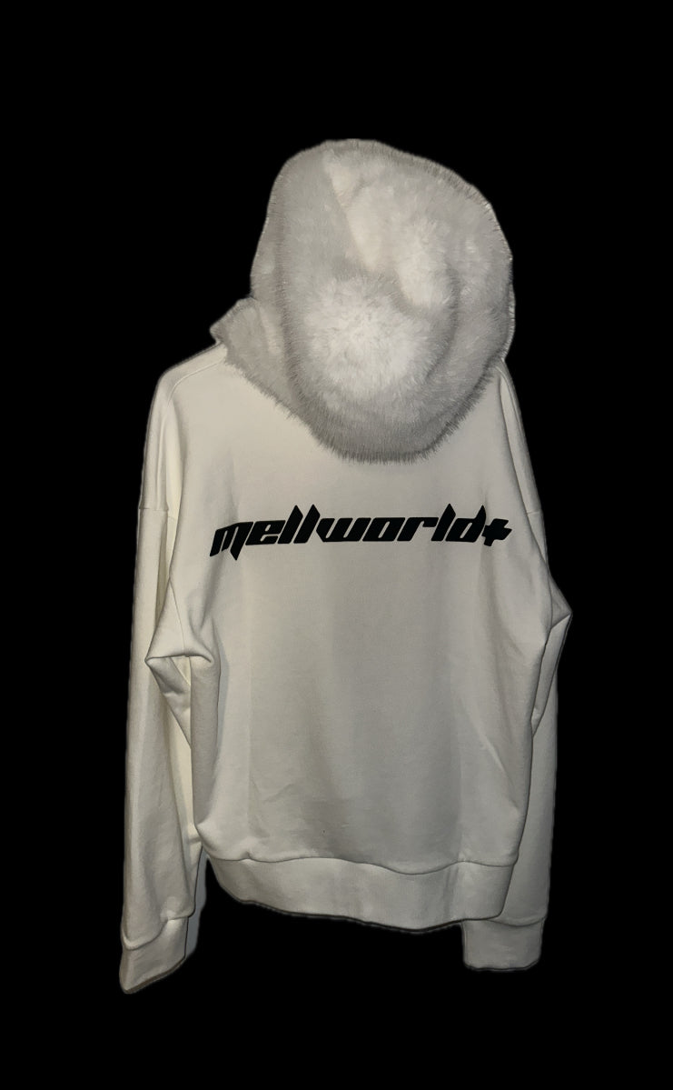 Mw white hoodie w fur hood